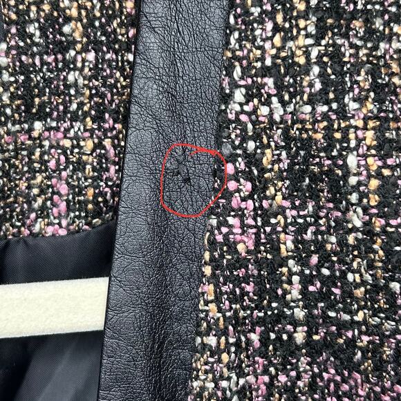 Lane Bryant Open Front Jacket Blazer Size 24 Vegan Leather Trim - Picture 9 of 12